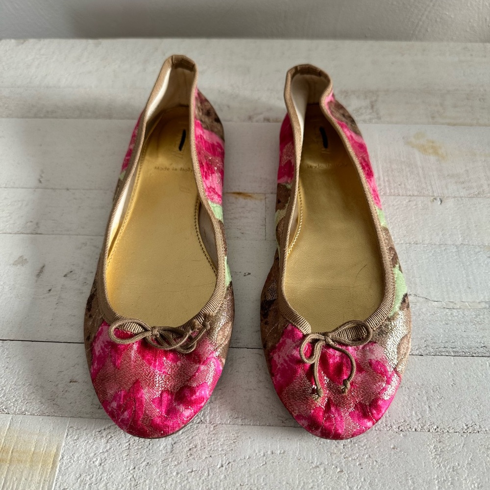 J. Crew Pink Floral Ballet Flats